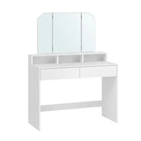 Schminktisch Klappspiegel Schubladen Modern Weiss von Songmics