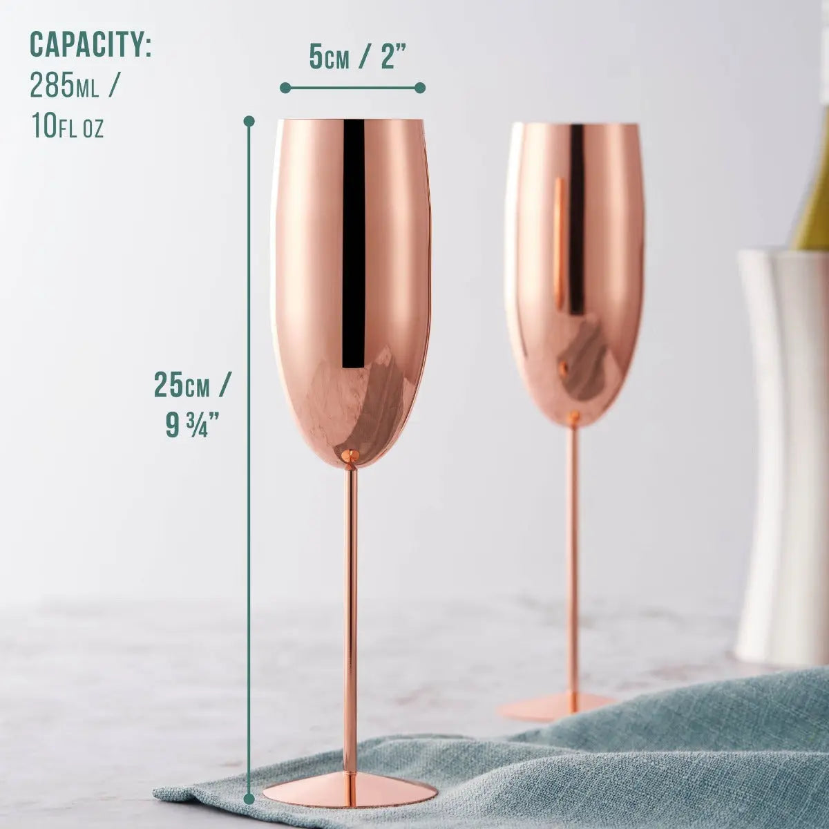 Edelstahl Sektgläser Flute Roségold 4er-Set von Oak & Steel
