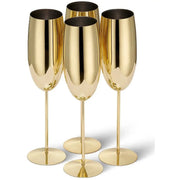 Edelstahl Sektgläser Flute Gold 4er-Set von Oak & Steel