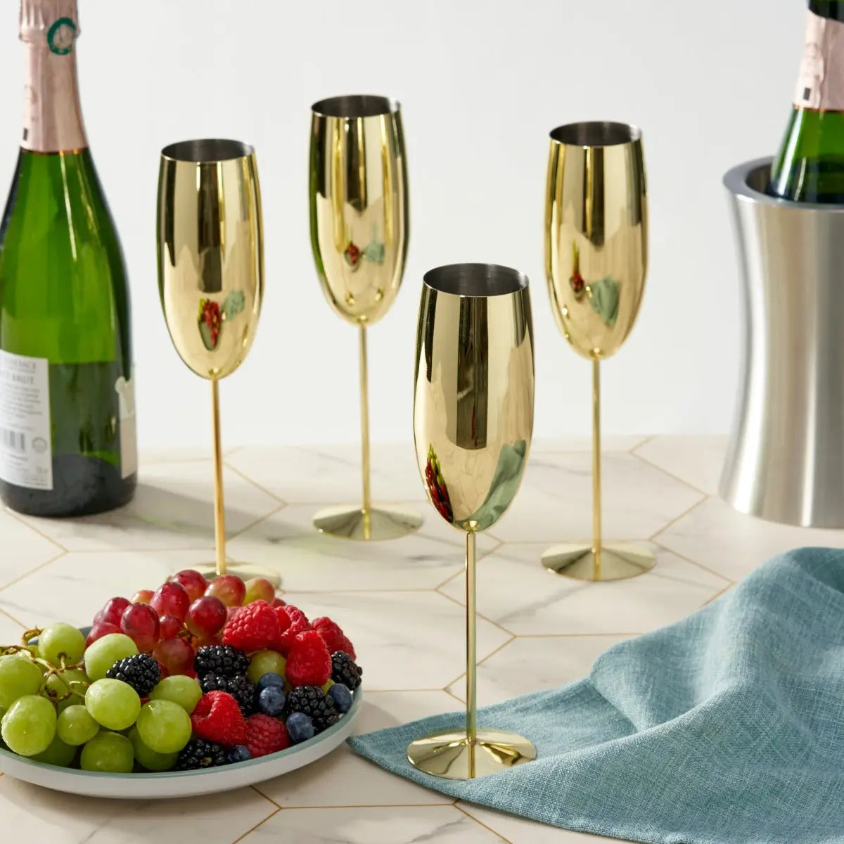 Edelstahl Sektgläser Flute Gold 2er-Set von Oak & Steel