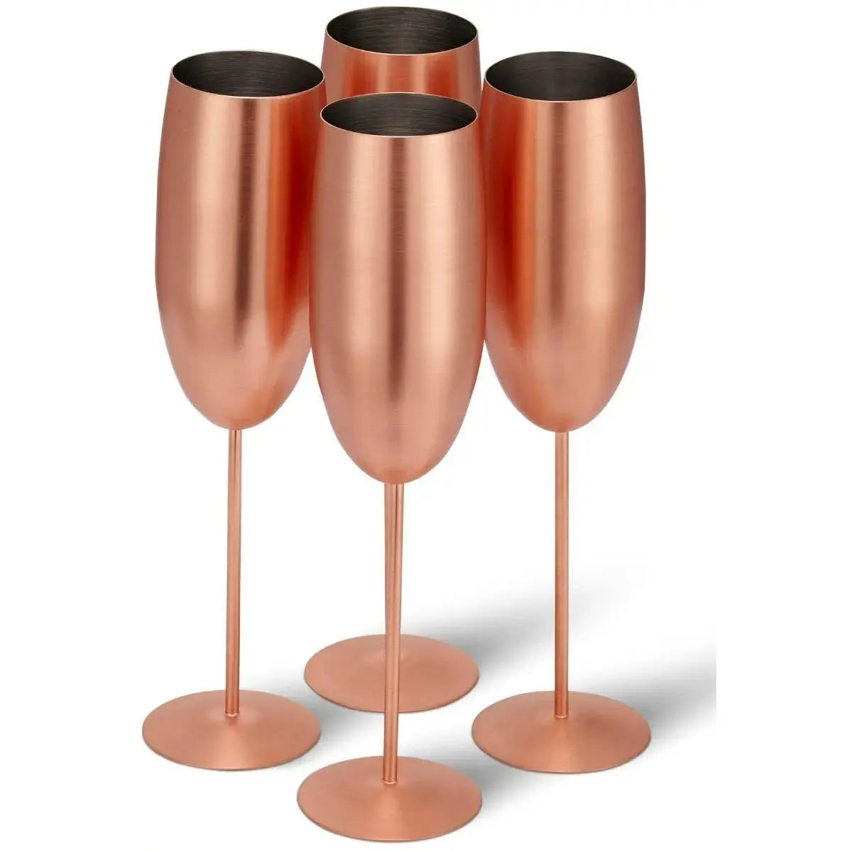 Edelstahl Sektgläser Flute Roségold Matt 4er-Set von Oak & Steel