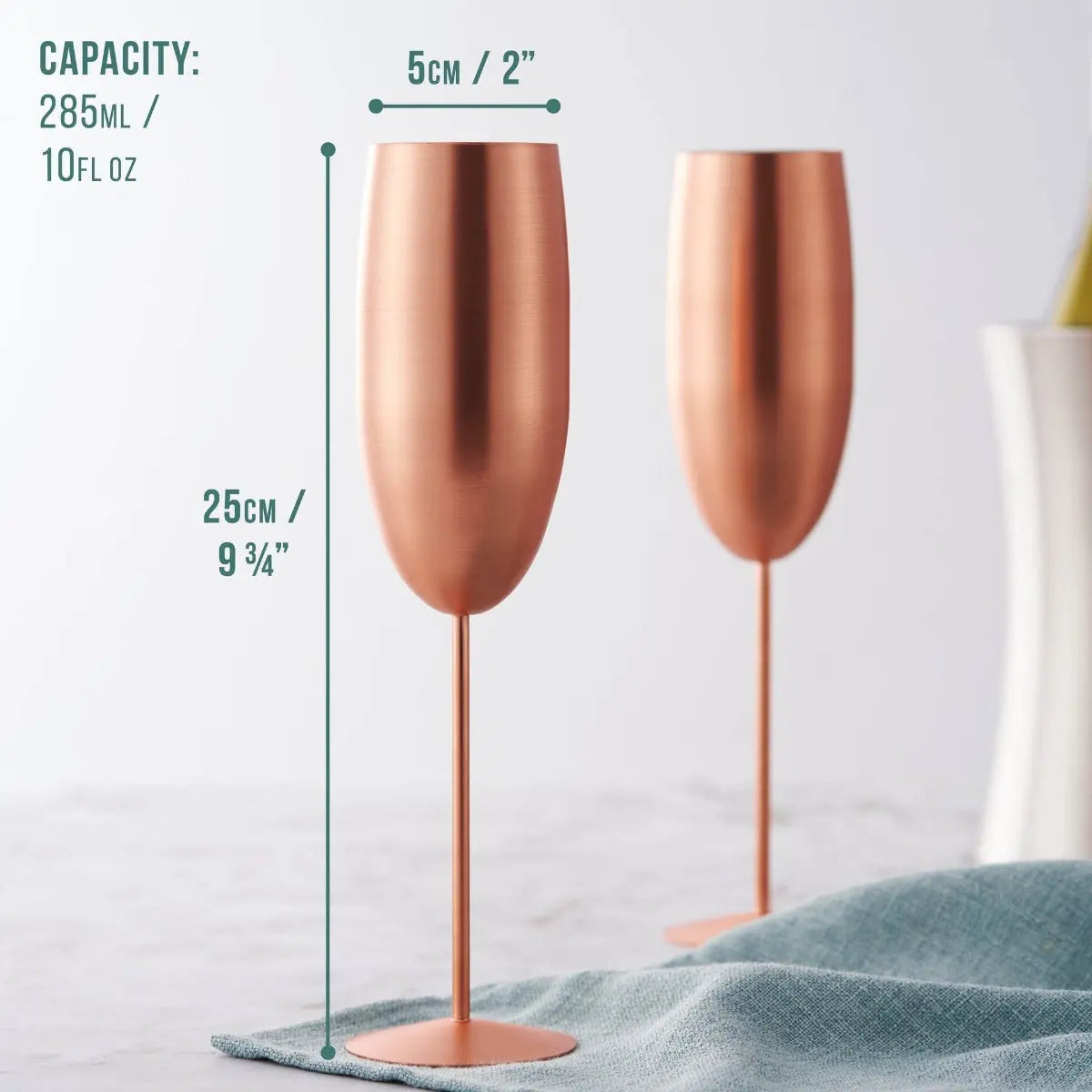 Edelstahl Sektgläser Flute Roségold Matt 4er-Set von Oak & Steel