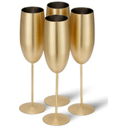 Edelstahl Sektgläser Flute Gold Matt 4er-Set von Oak & Steel