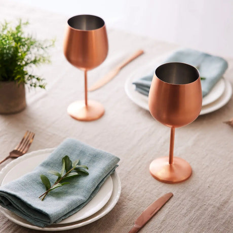 Edelstahl Weingläser Roségold Matt 4er-Set von Oak & Steel