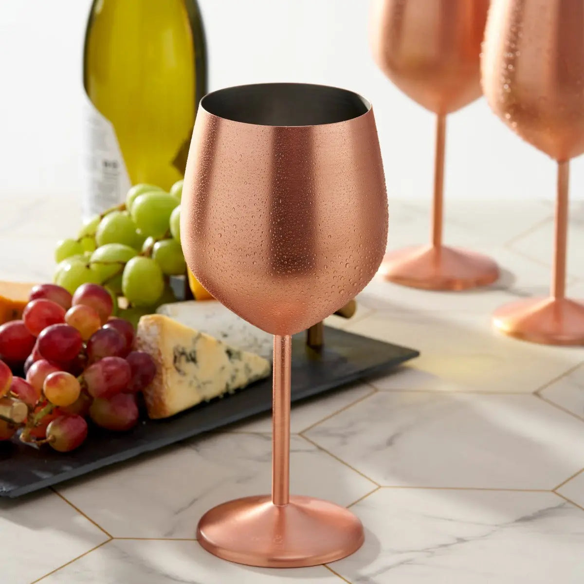 Edelstahl Weingläser Roségold Matt 4er-Set von Oak & Steel