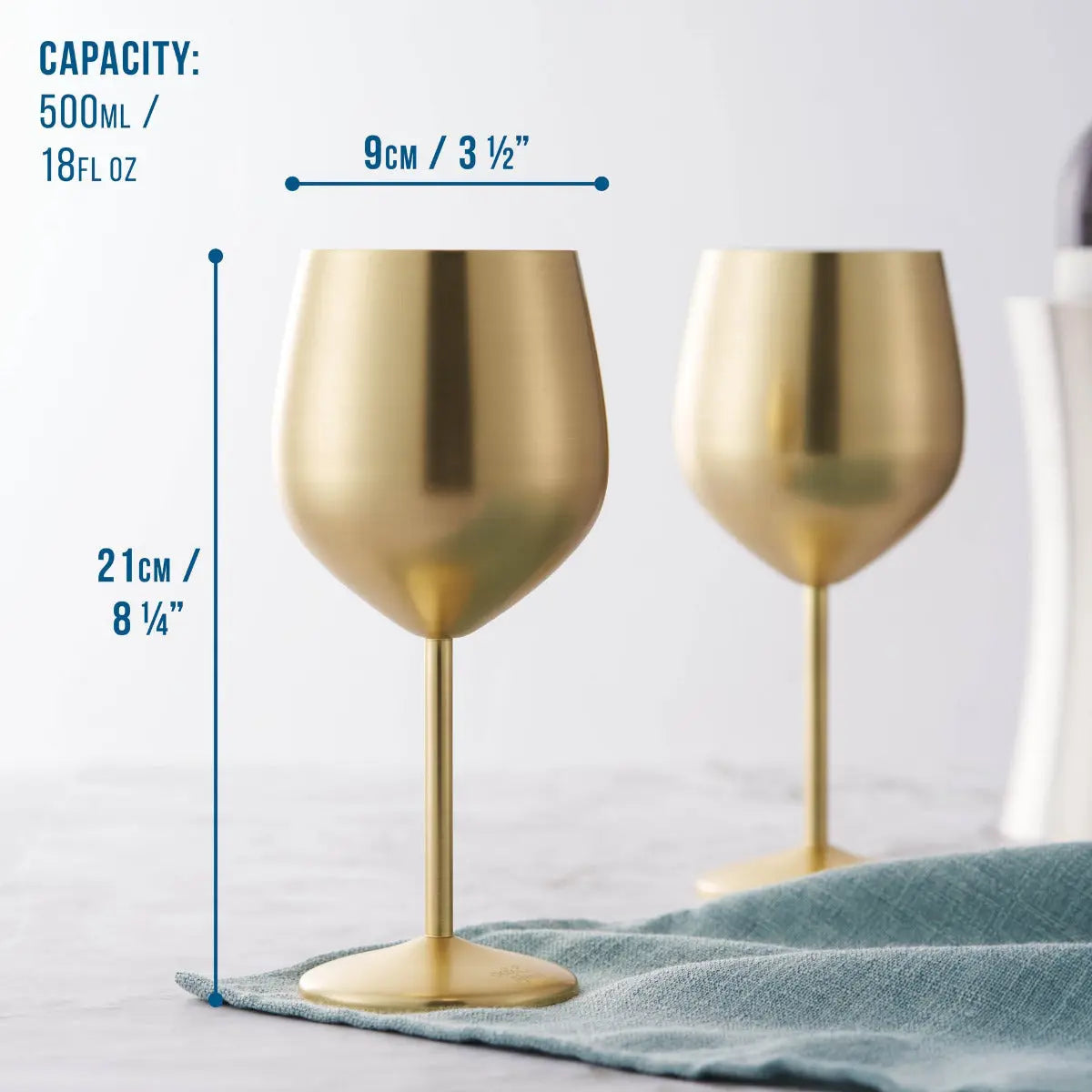 Edelstahl Weingläser Gold Matt 2er-Set von Oak & Steel