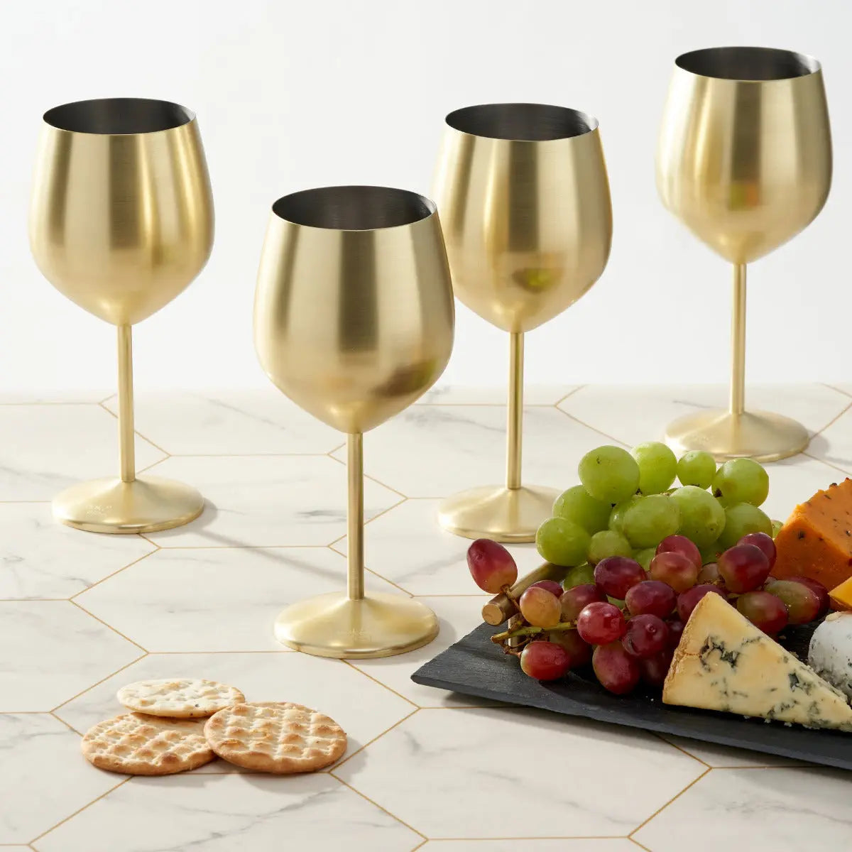 Edelstahl Weingläser Gold Matt 2er-Set von Oak & Steel