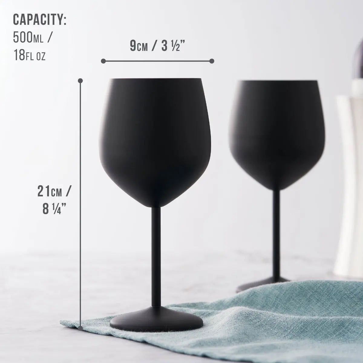 Edelstahl Weingläser Schwarz Matt 4er-Set von Oak & Steel