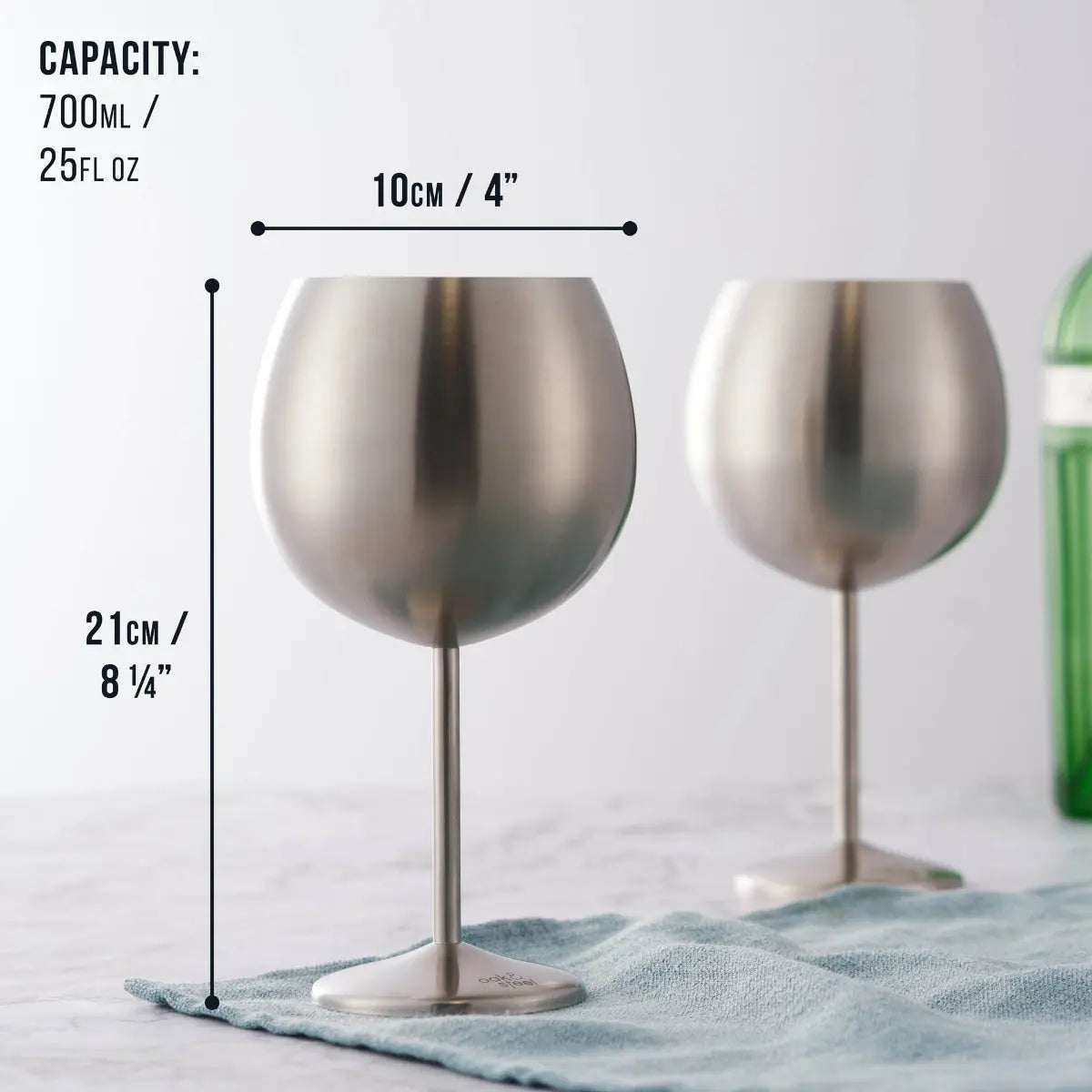 Edelstahl Gin Gläser Silber 4er-Set von Oak & Steel