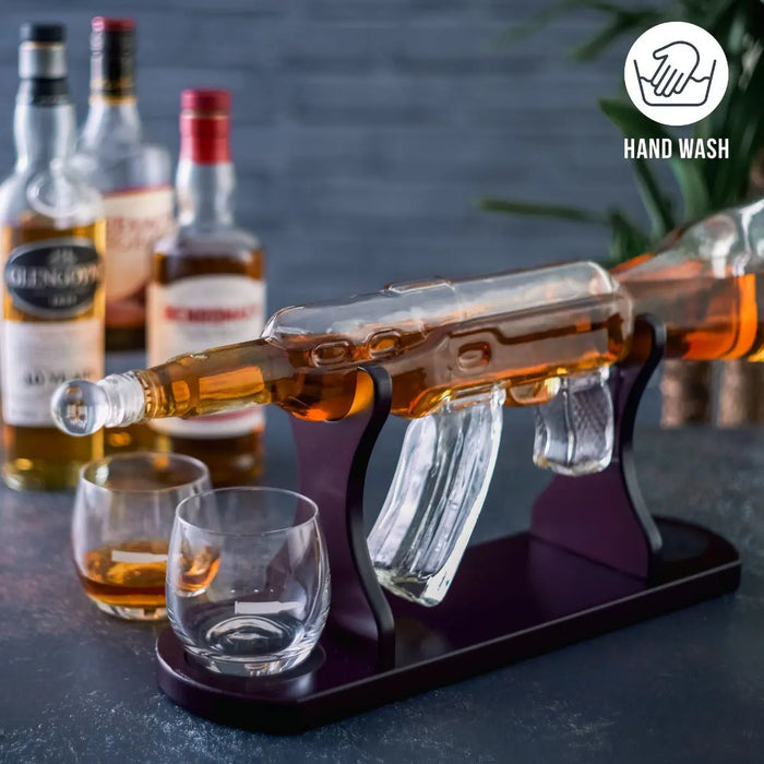 Whisky Gläser und Dekanter Gewehr von Oak & Steel