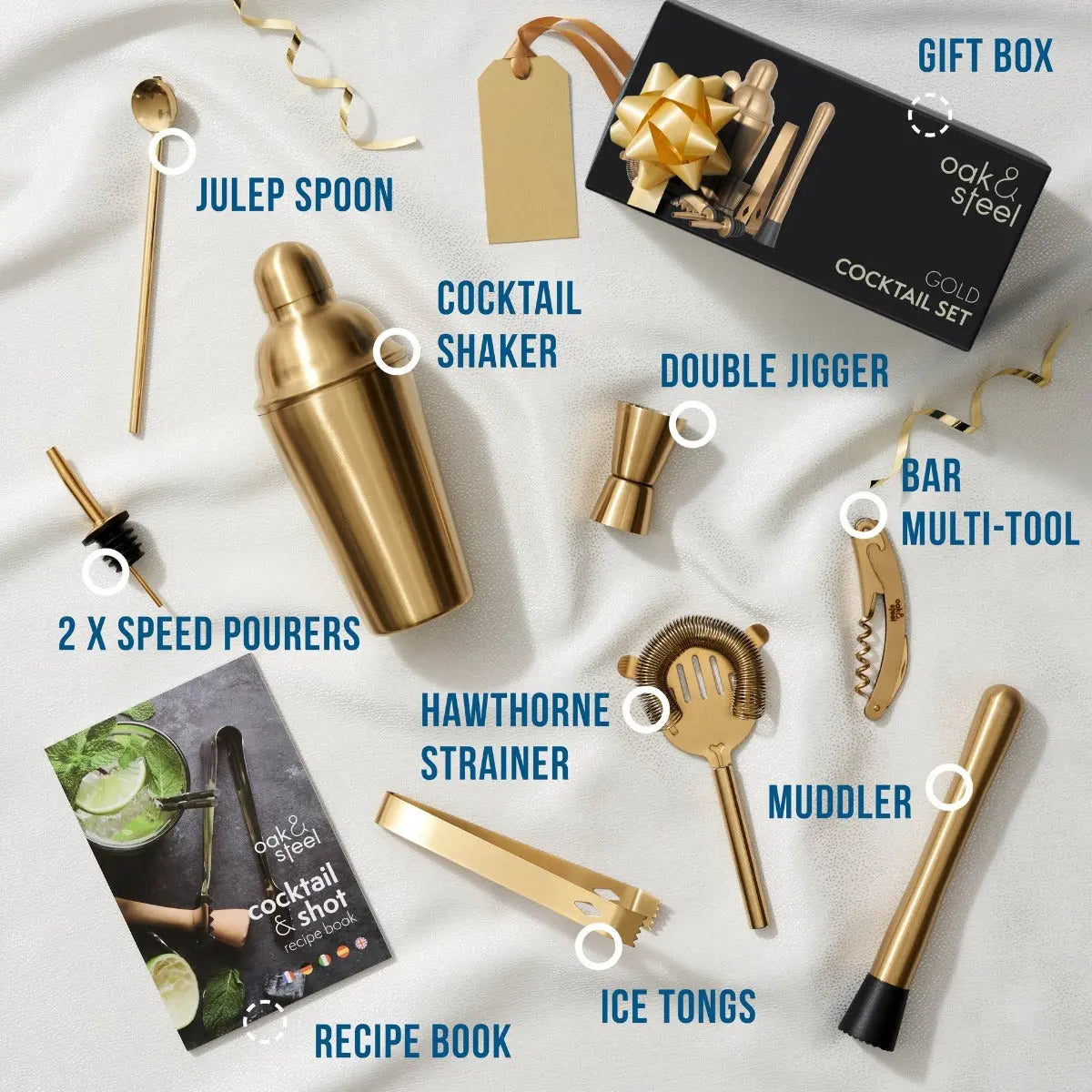 Cocktail 10er-Set Gold von Oak & Steel