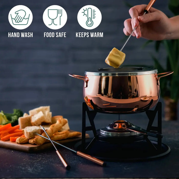 Fondue Set Edelstahl Rosegold von Oak & Steel