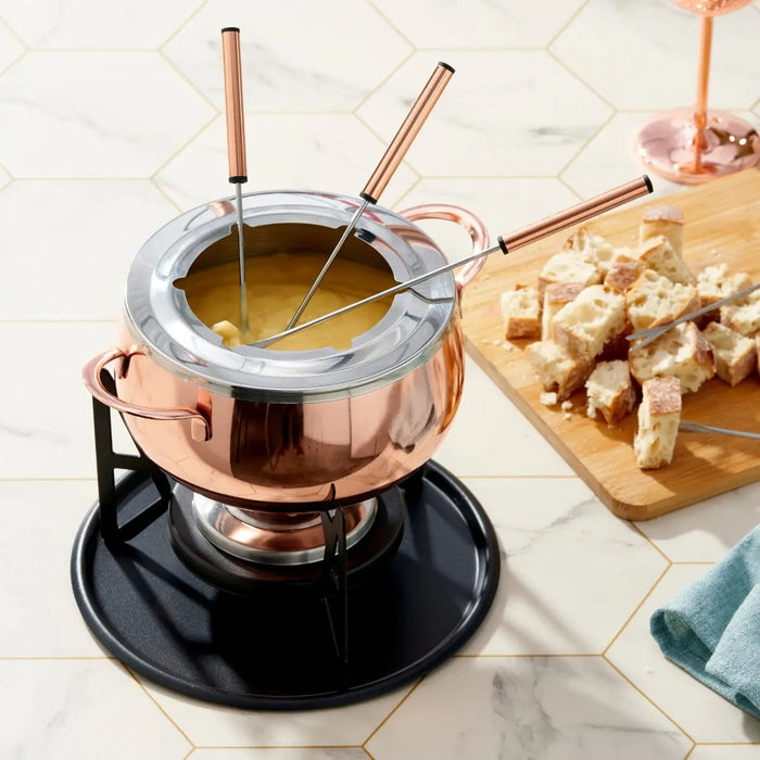 Fondue Set Edelstahl Rosegold von Oak & Steel