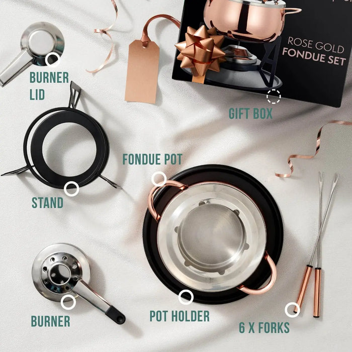 Fondue Set Edelstahl Rosegold von Oak & Steel