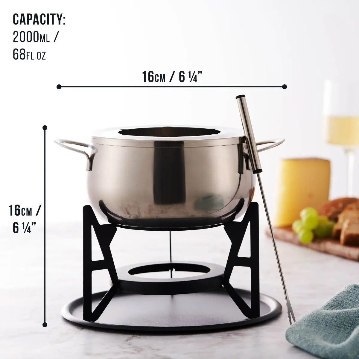 Fondue Set Edelstahl Silber von Oak & Steel