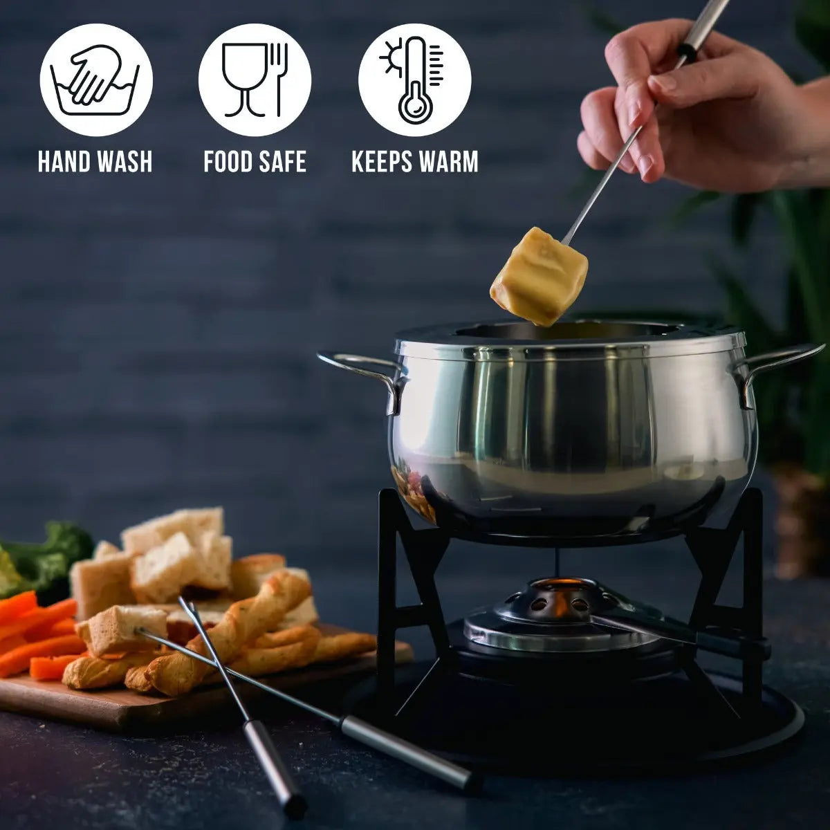 Fondue Set Edelstahl Silber von Oak & Steel