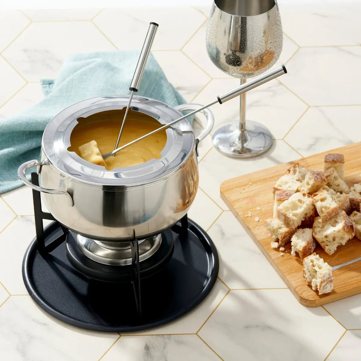 Fondue Set Edelstahl Silber von Oak & Steel