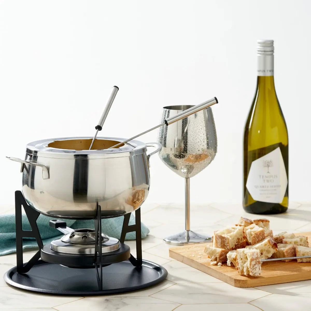 Fondue Set Edelstahl Silber von Oak & Steel