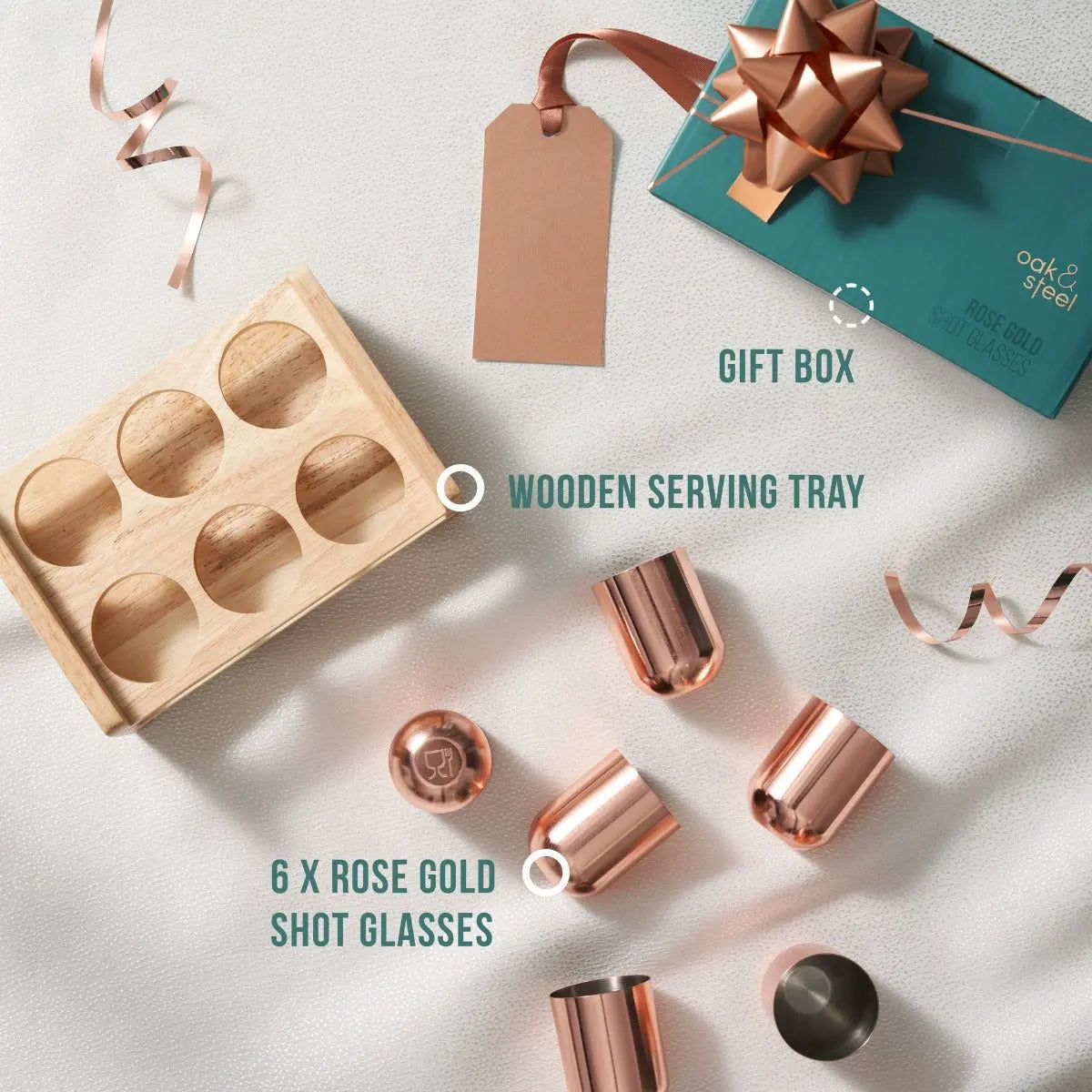 Shotgläser 6er-Set Rosegold von Oak & Steel