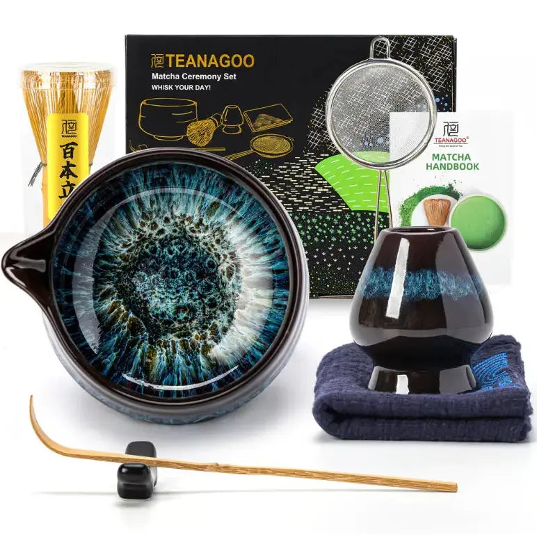 Matcha Set Skyfall Dunkelblau mit Ausgiessschale 7-tlg. von TEANAGOO