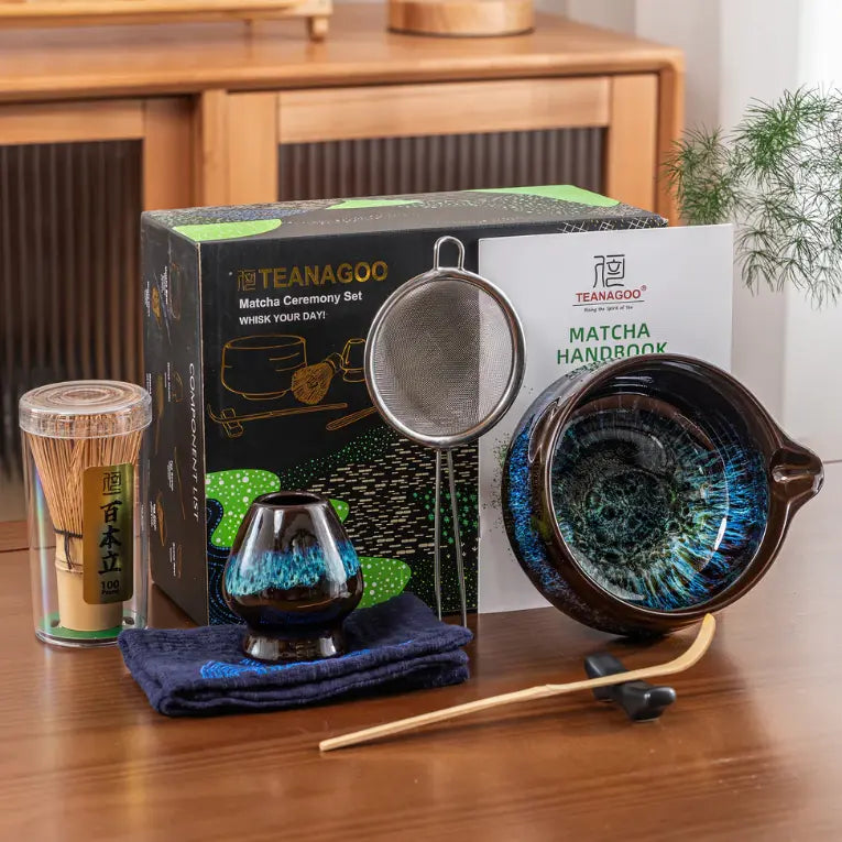Matcha Set Skyfall Dunkelblau mit Ausgiessschale 7-tlg. von TEANAGOO