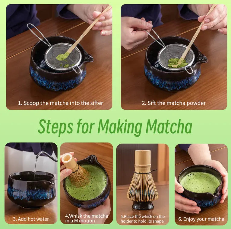 Matcha Set Skyfall Dunkelblau mit Ausgiessschale 7-tlg. von TEANAGOO
