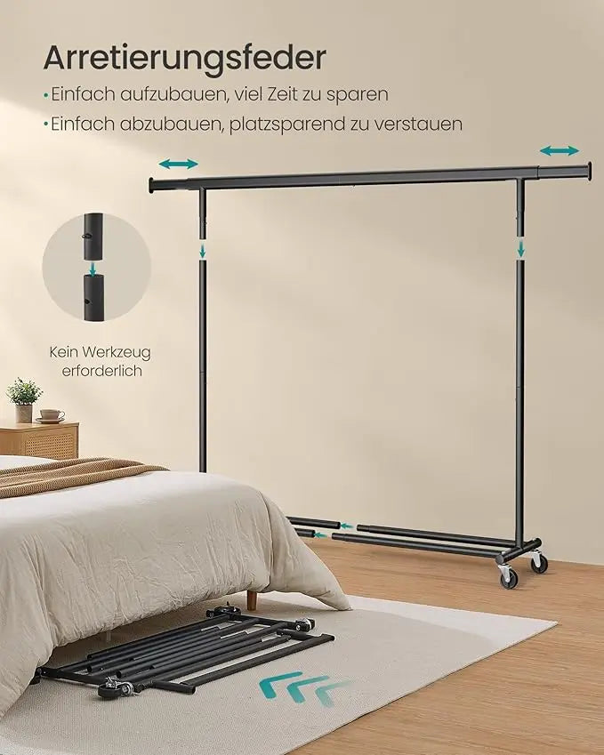 Kleiderständer fahrbar ausziehbar schwarz Metall von Songmics