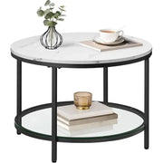 Couchtisch Marmor-Optik Weiss Glas Schwarz von Songmics