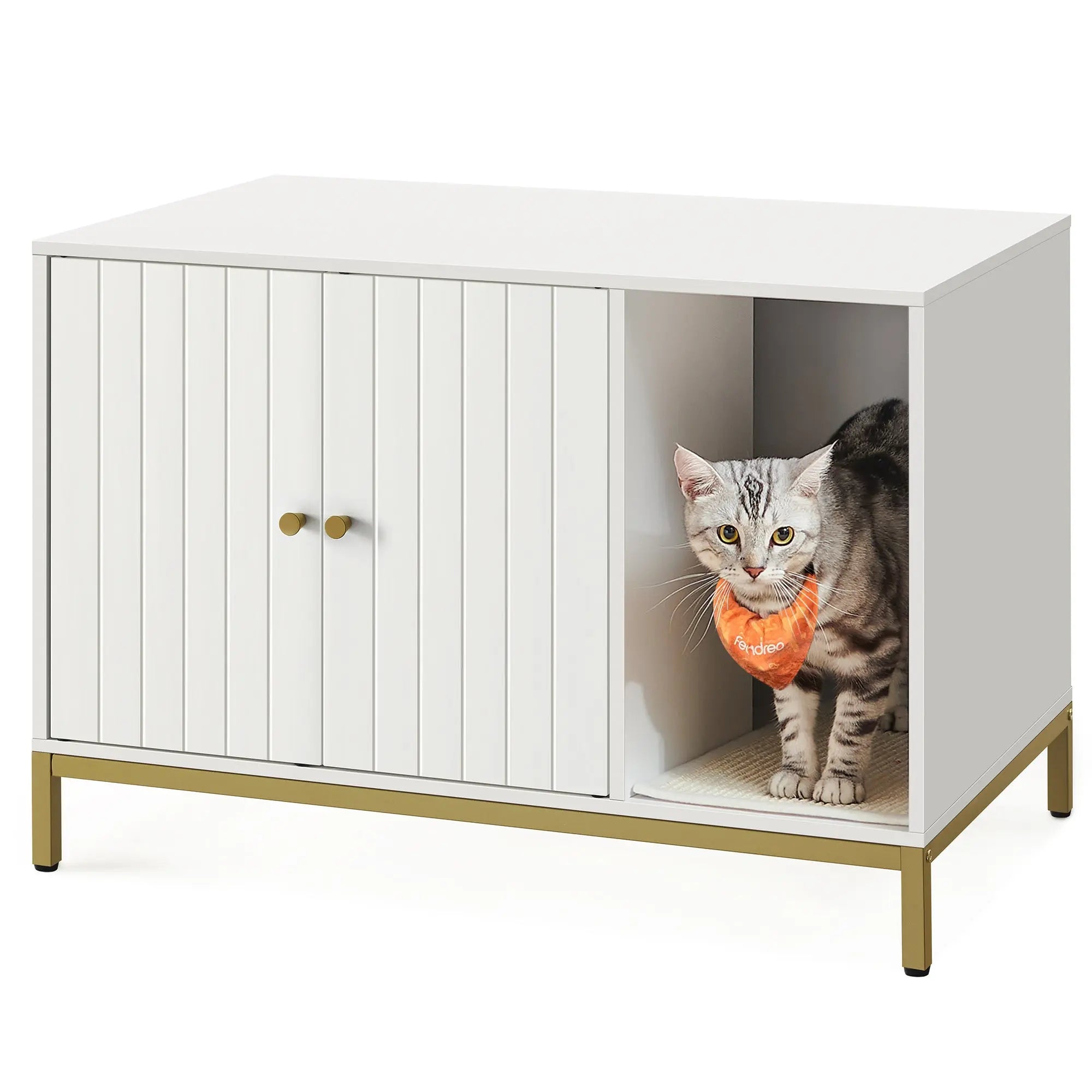 Katzenklo-Schrank mit Kratzmatte weiss-gold von Songmics