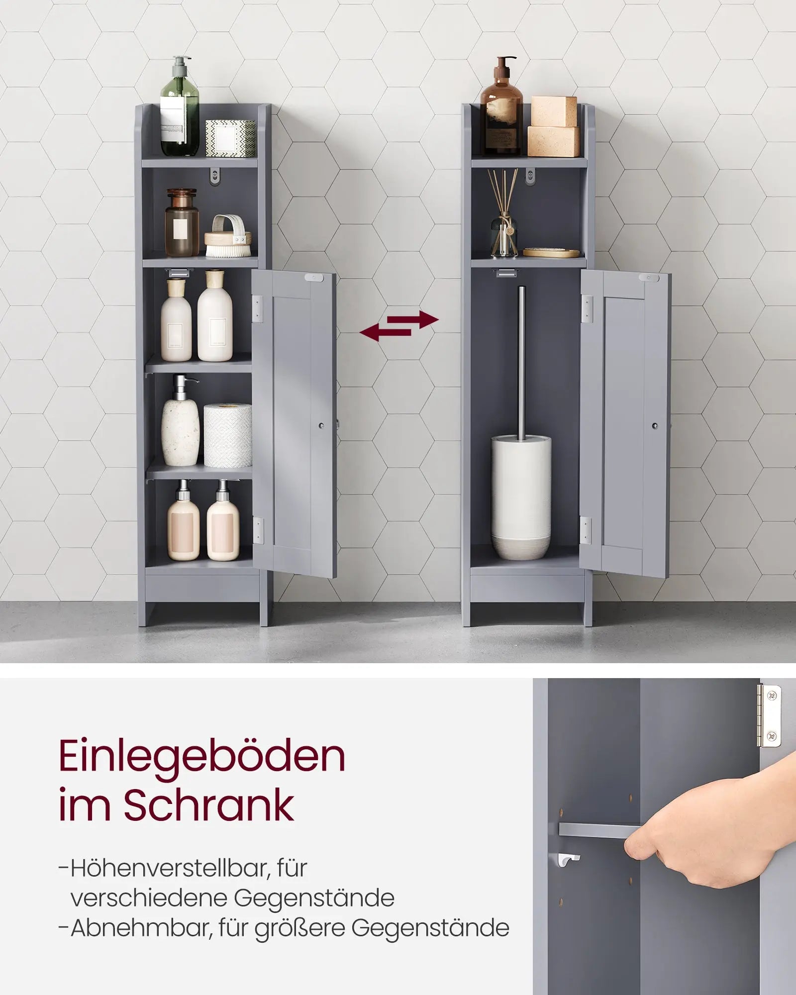Badezimmerschrank schmal grau Holz von Songmics