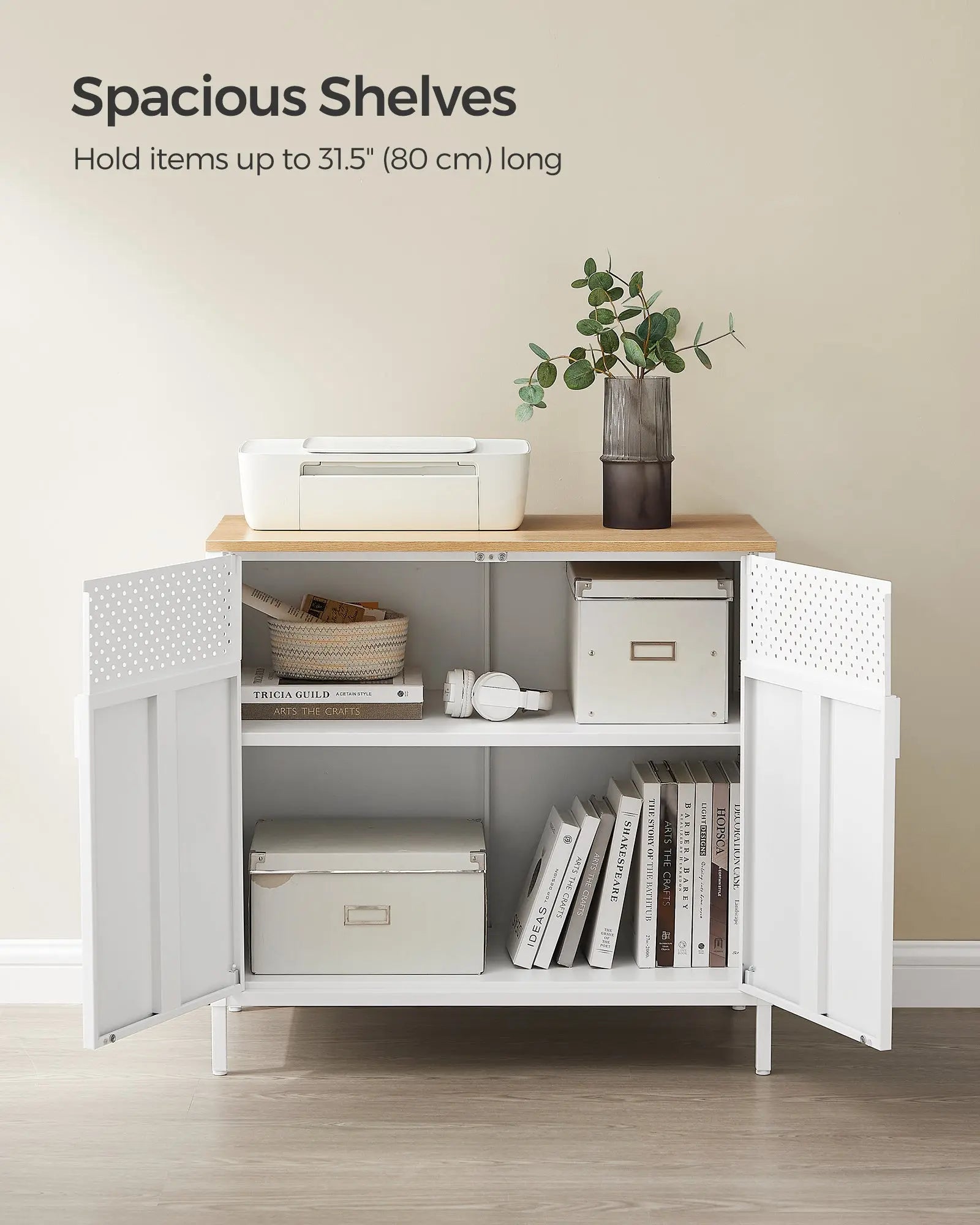 Metallschrank mit Magnetverschluss naturbeige-weiss von Songmics