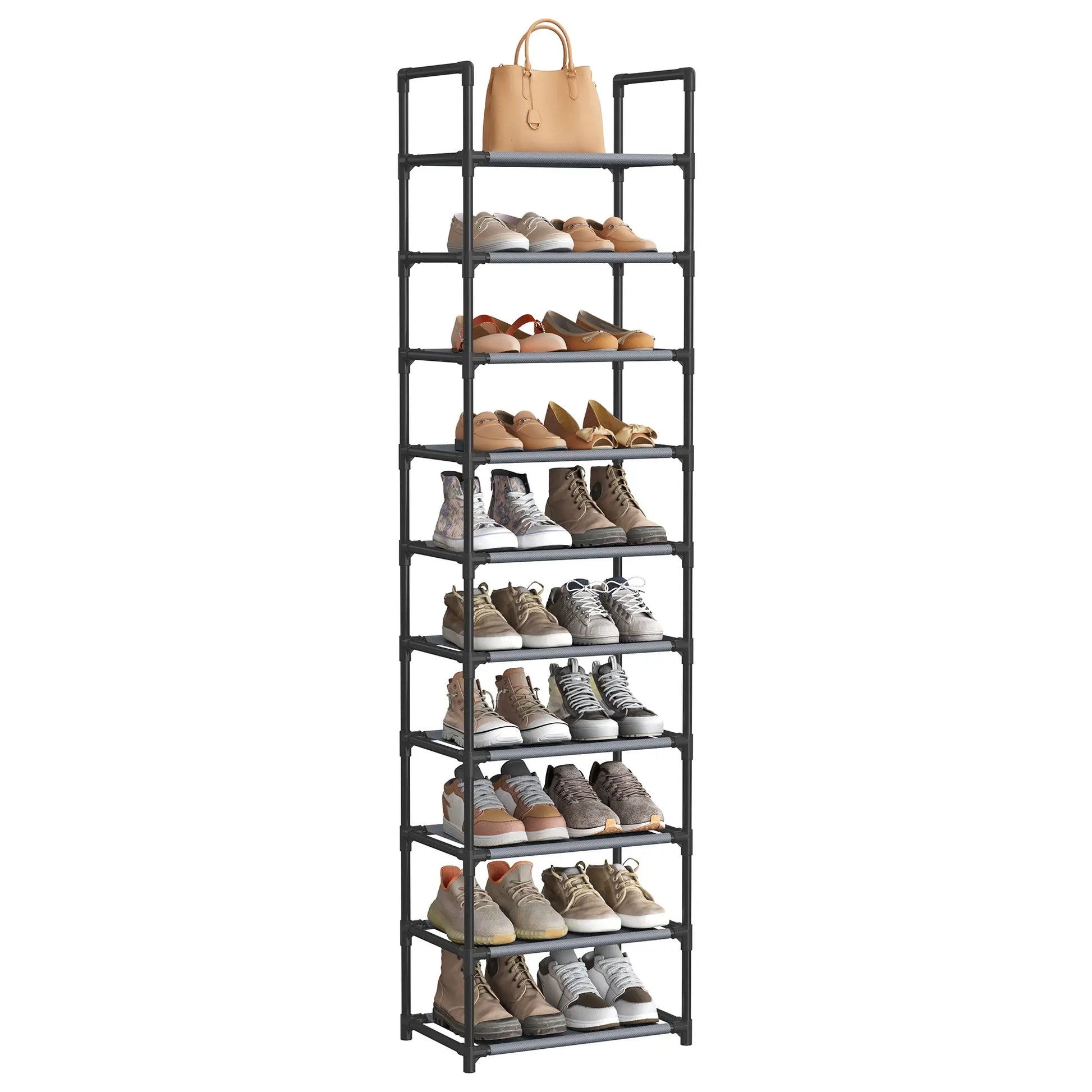 Schuhregal 10 Ebenen 45 cm breit grau Metall von Songmics