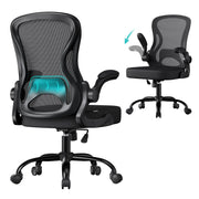 Bürostuhl ergonomisch Lordosenstütze schwarz Mesh von Songmics
