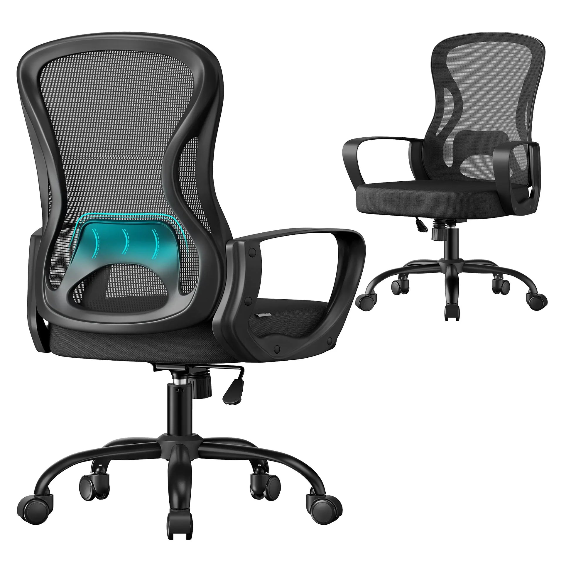 Drehstuhl ergonomisch Lumbalstütze schwarz Mesh von Songmics