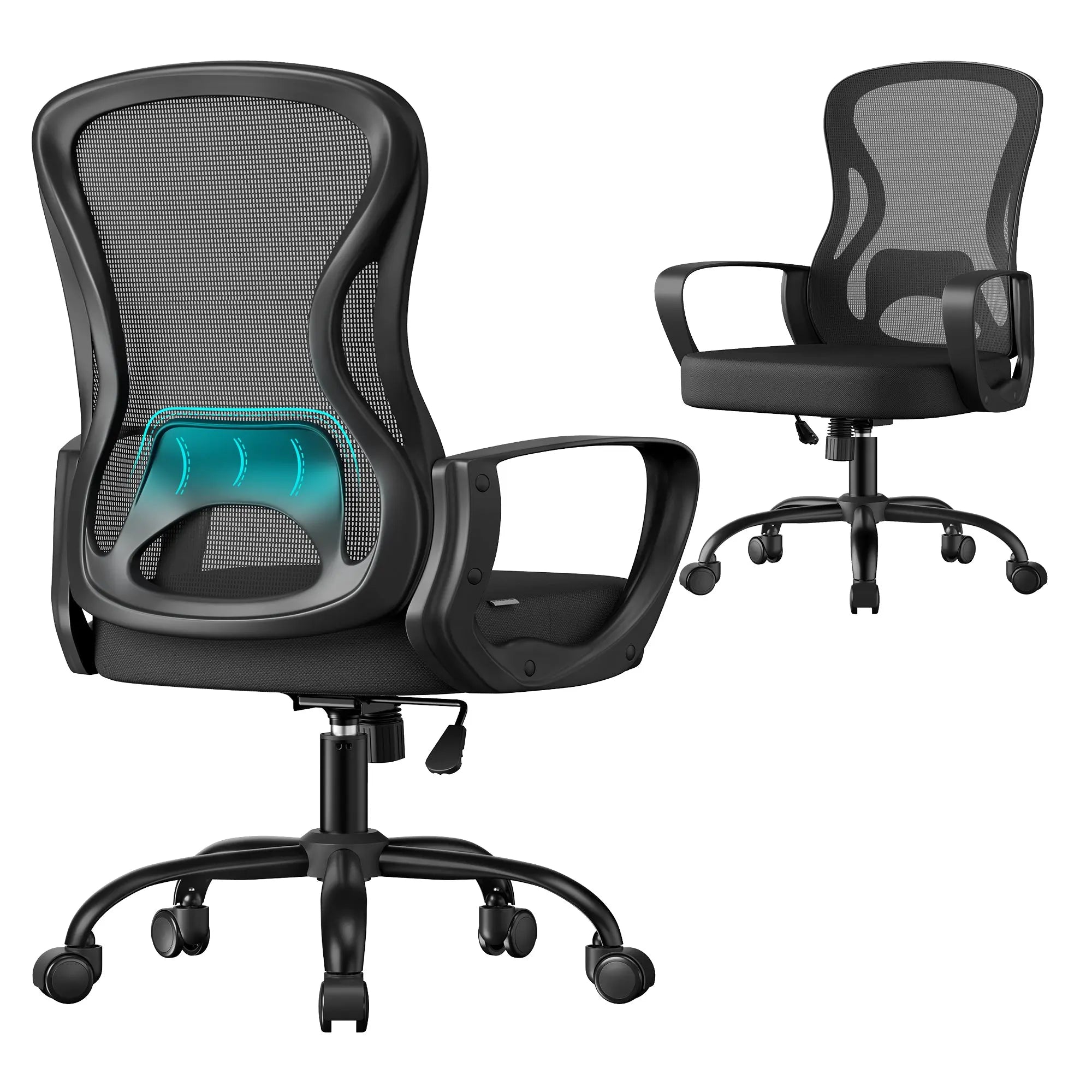 Drehstuhl ergonomisch Lumbalstütze schwarz Mesh von Songmics