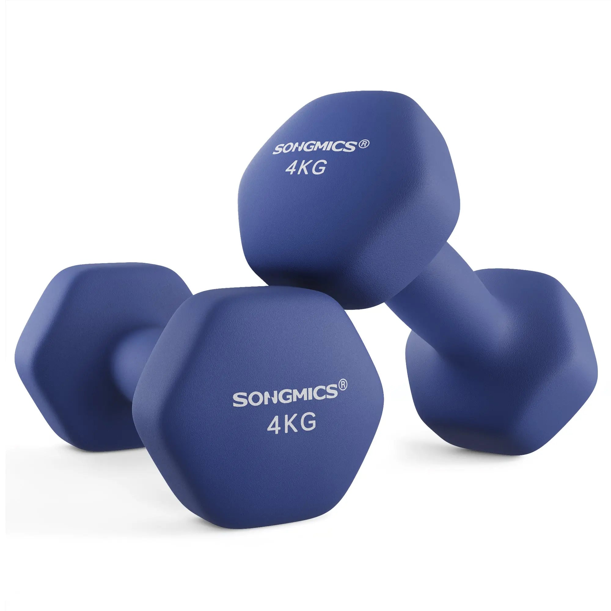 Kurzhantel 2x 4 kg Neopren rutschfest sechseckig blau von Songmics