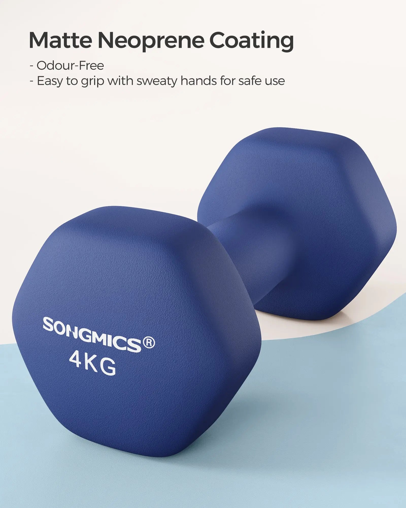 Kurzhantel 2x 4 kg Neopren rutschfest sechseckig blau von Songmics
