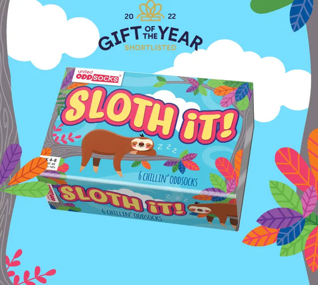 Einzelne Socken im 6er Pack, SLOTH IT Bunte Faultiere, Gr. 37-42, mit Geschenkbox von United Oddsocks