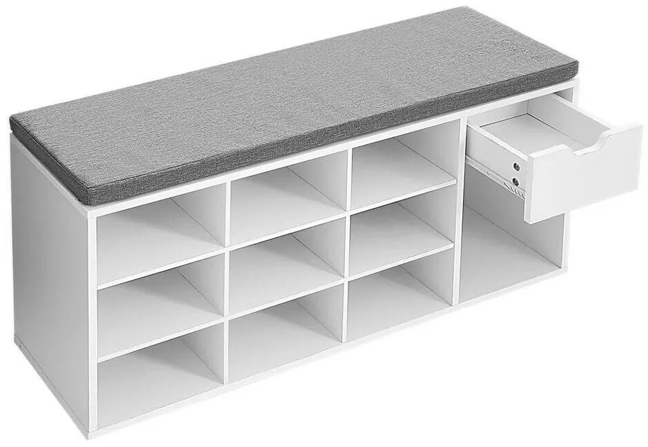 Schuhbank Regal Schublade Sitzbank Flur Weiss von Songmics