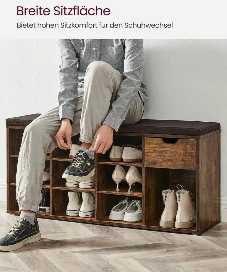 Schuhbank Regal Sitzbank Polster Vintagebraun Braun von Songmics