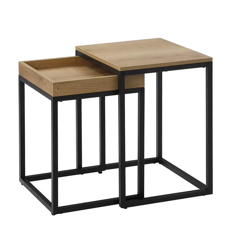 Beistelltisch-Set 2er Industrial Braun Holzdekor von Songmics