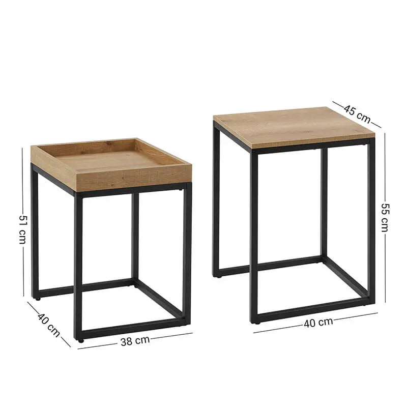 Beistelltisch-Set 2er Industrial Braun Holzdekor von Songmics