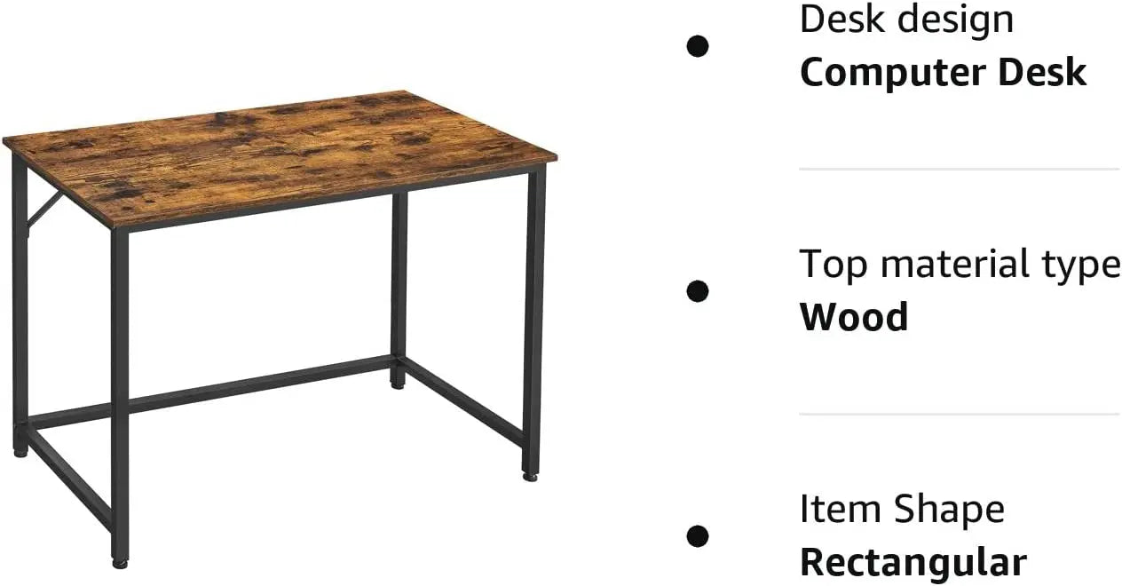 Computertisch 100x50cm vintagebraun Holzoptik Metall von Songmics