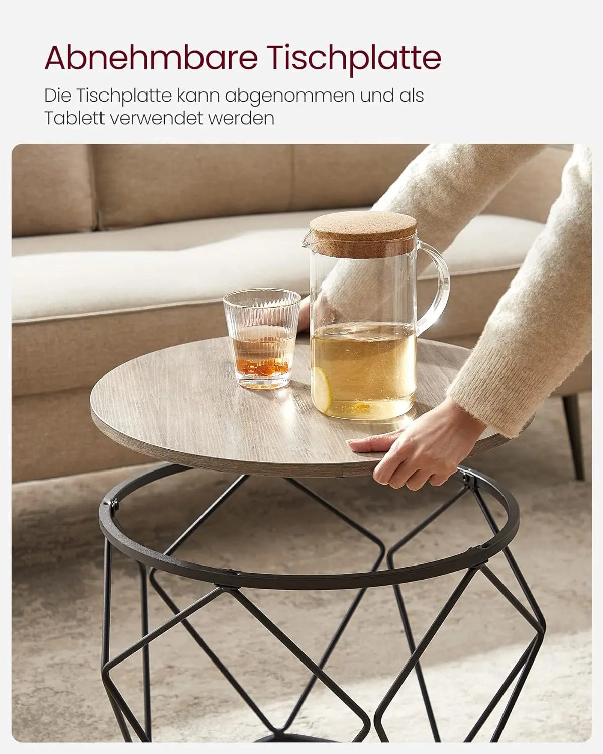 Beistelltisch-Set 2-teilig Industrial Grau Stahl von Songmics