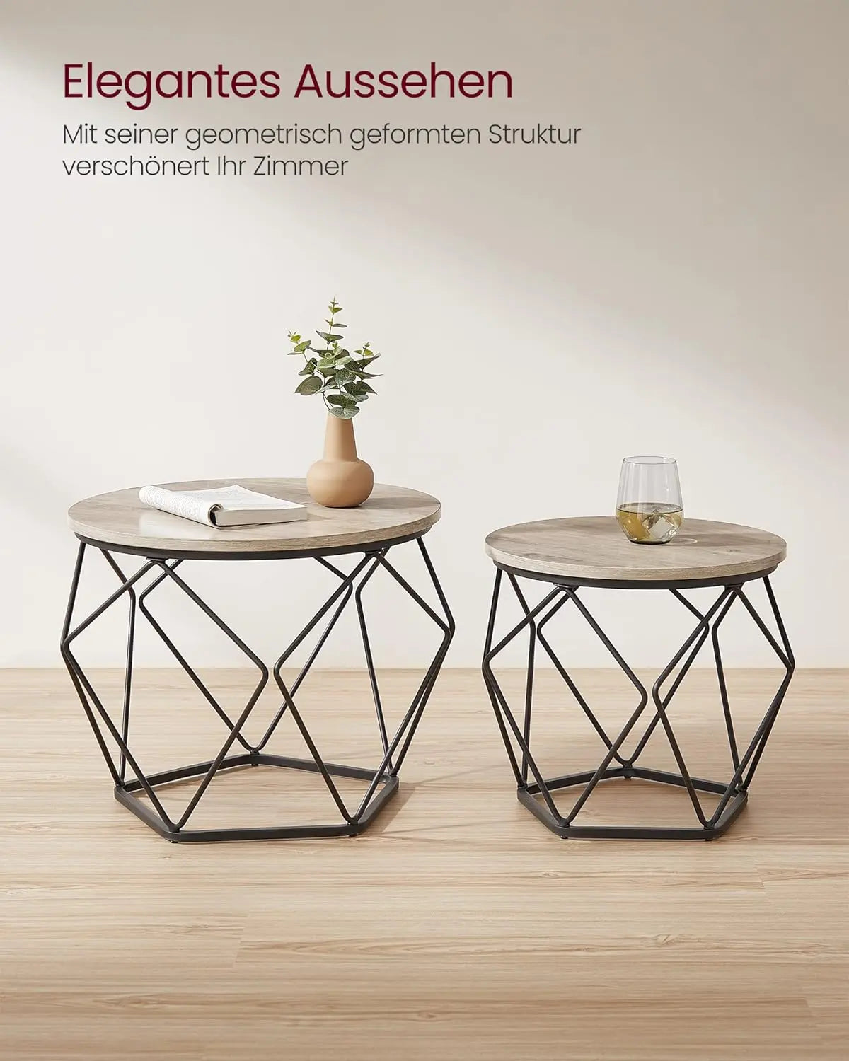 Beistelltisch-Set 2-teilig Industrial Grau Stahl von Songmics