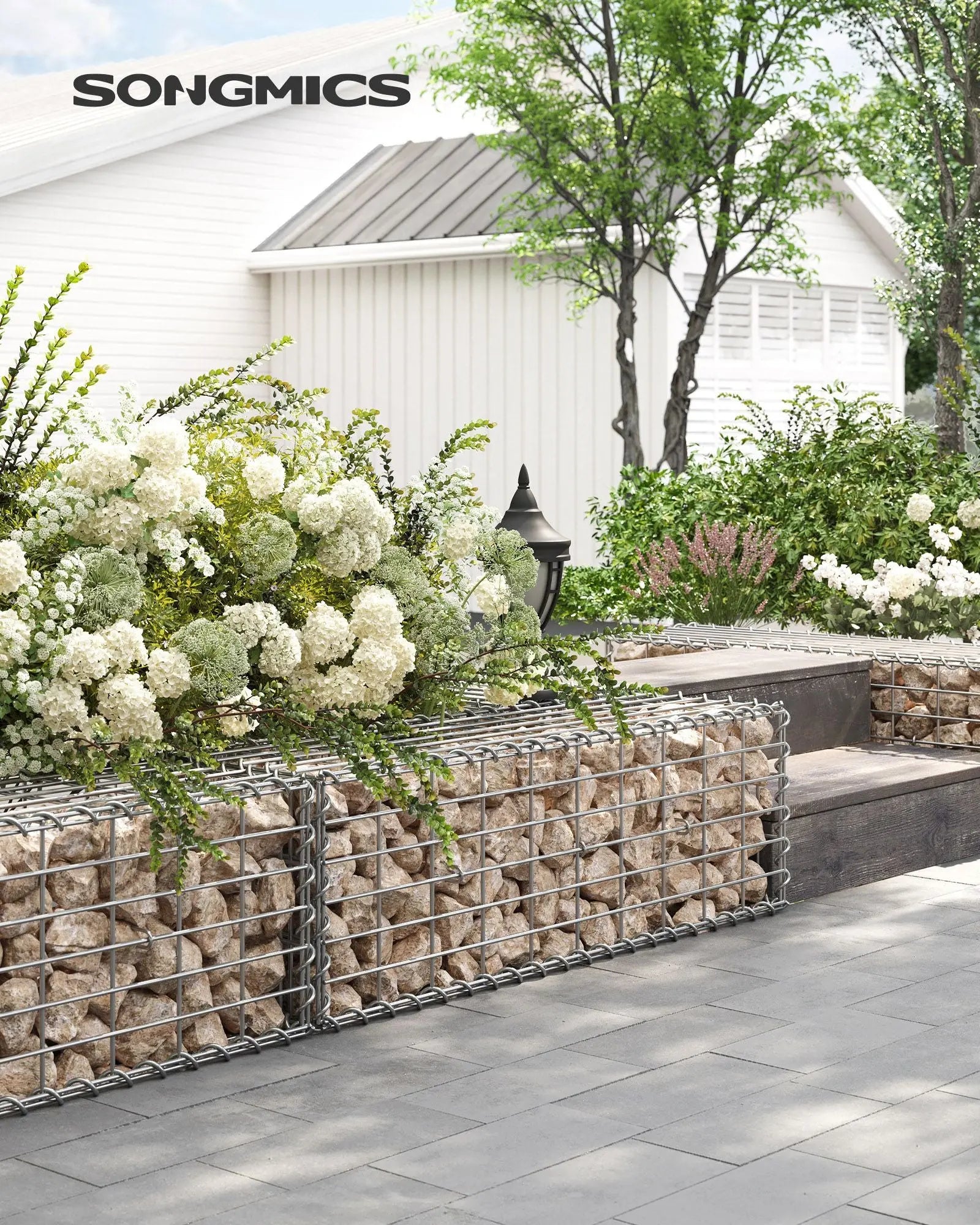 Gabionenkorb verzinkt 100x30x30cm silber Metall von Songmics
