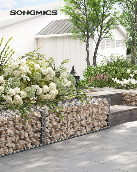 Gabionenkorb verzinkt 100x30x30cm silber Metall von Songmics