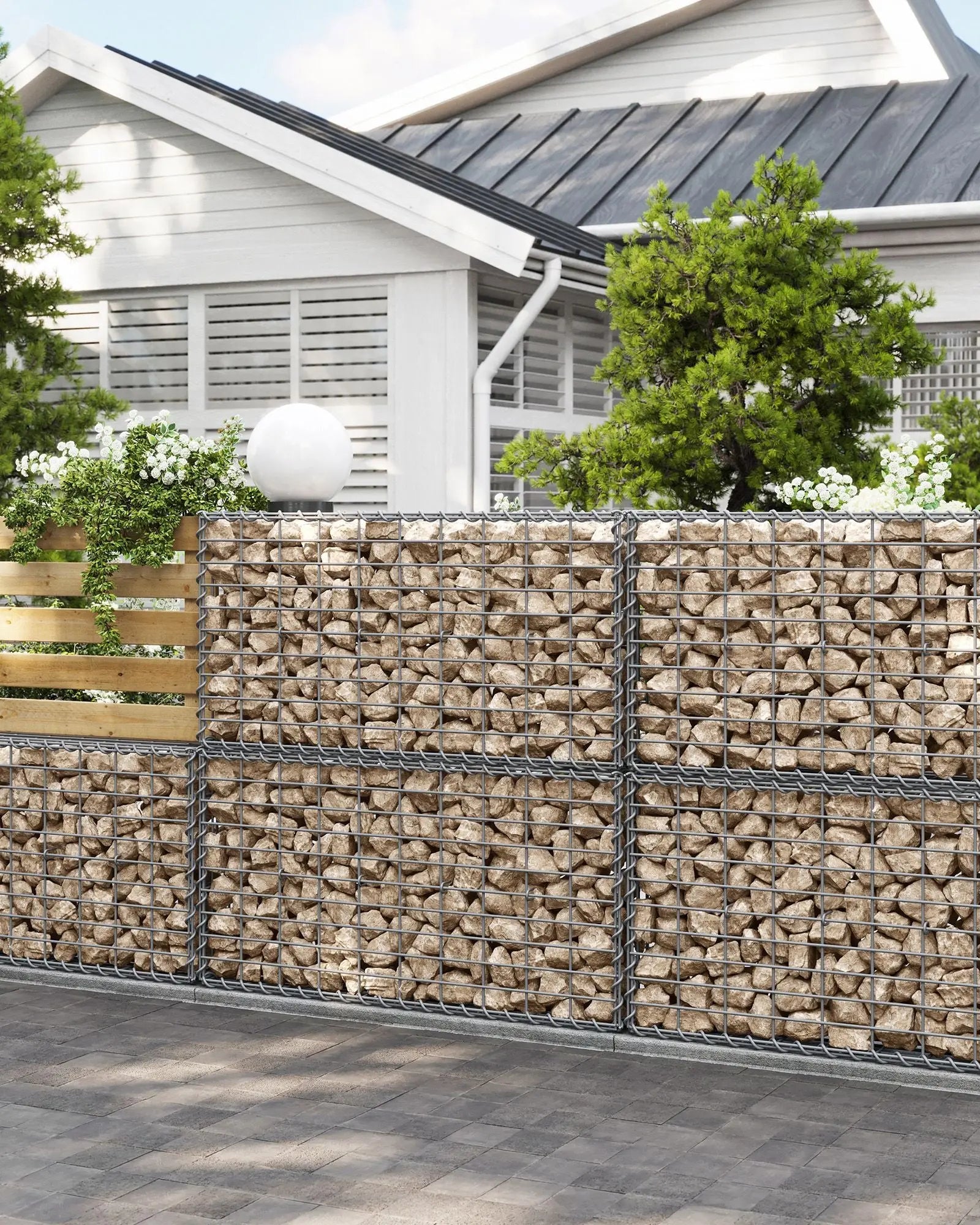 Gabionenkorb verzinkt 100x50x30cm silber Metall von Songmics