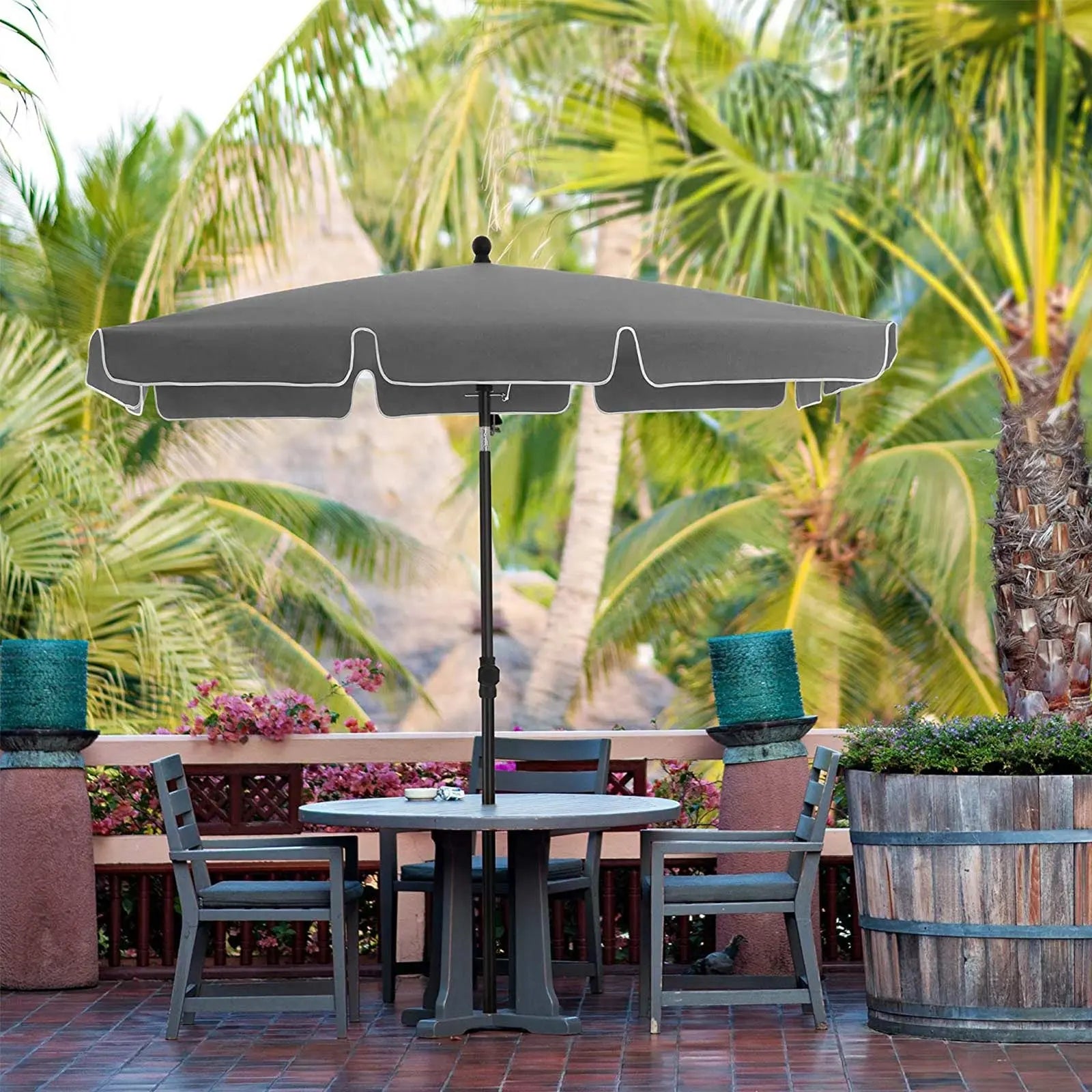 Balkonschirm knickbar UPF50+ grau Polyester 180 x 125 cm von Songmics