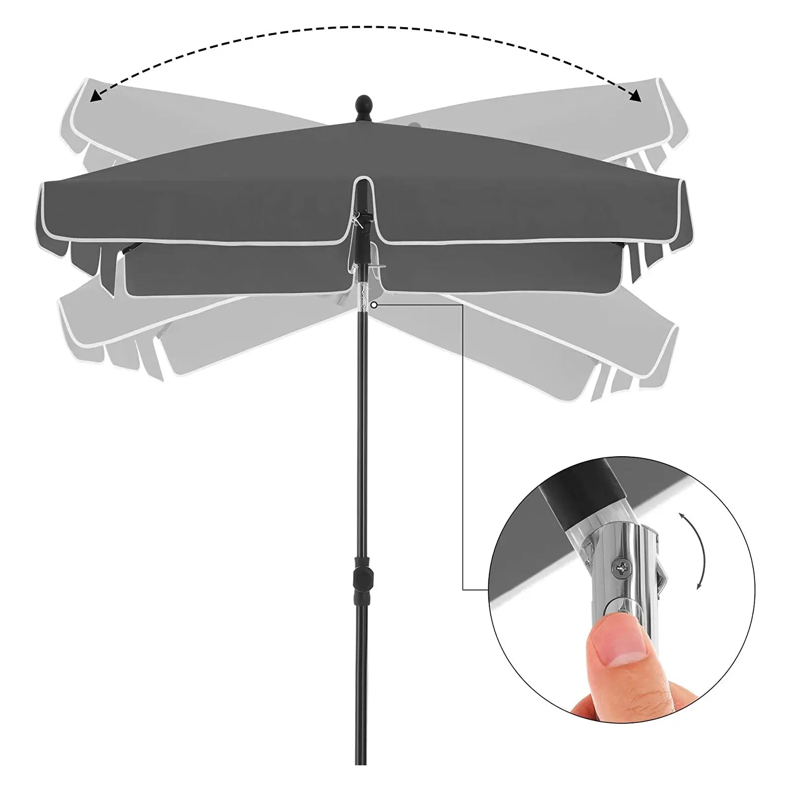 Balkonschirm knickbar UPF50+ grau Polyester 180 x 125 cm von Songmics